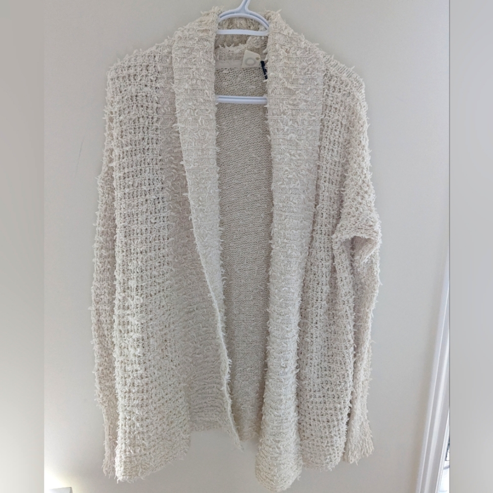 Akemi + Kin Anthropologie Oversized Open Front Cream Knit Cardigan Size M